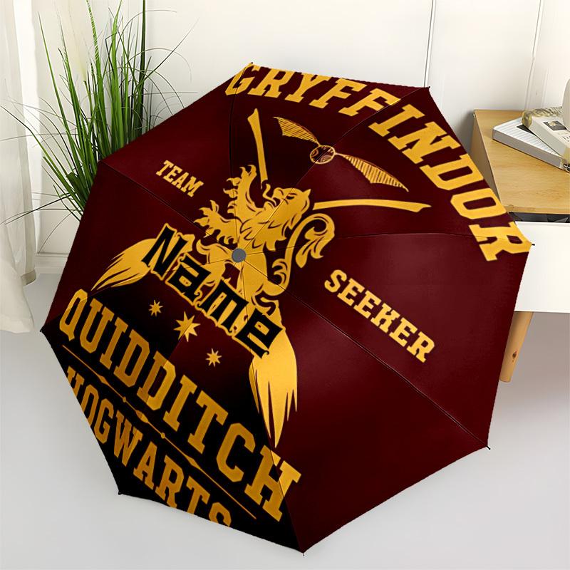 1pc Gryffindor Harry Potter Custom Name Automatic Folding Umbrella, Durable Plastic & Iron, Lightweight for Outdoor Daily Use S1230002