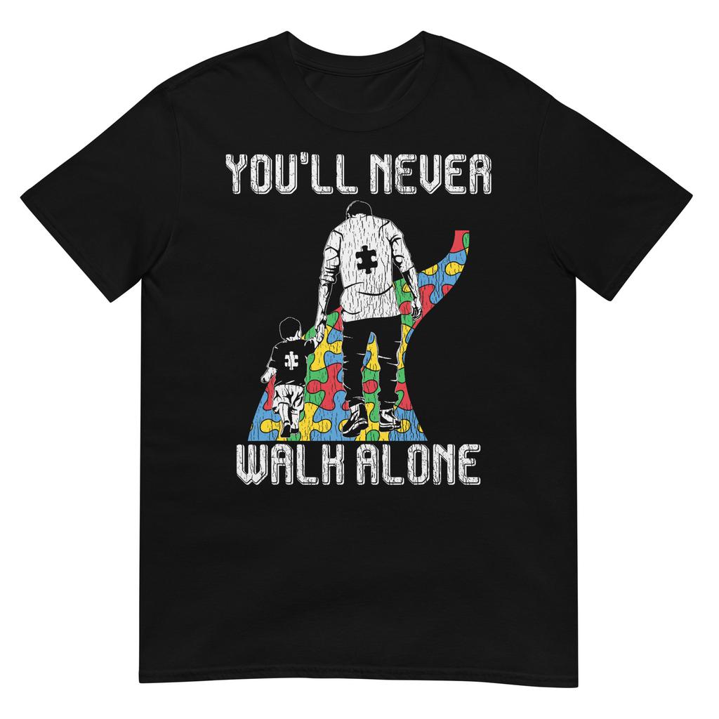 Vintage Father Son Family Autistic Kids Autism Awareness Dad TShirt