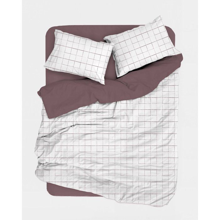 Parure de lit - 1 housse de couette 140 x 200 cm + 1 taie d'oreiller 60 x 60 cm - 100% coton renforcé - Rose poudré / Blanc