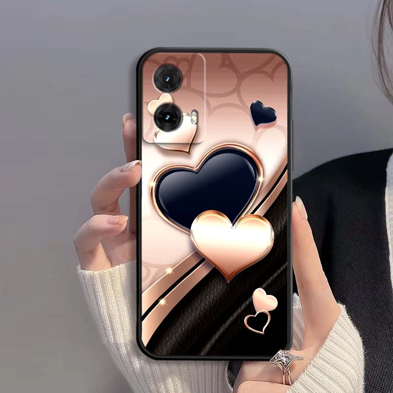Художественный металлический узор Чехол для телефона Motorola G85 Edge 50 G24 G35 G14 G04 40 G72 G34 G G54 G13 G32 5G Черный
