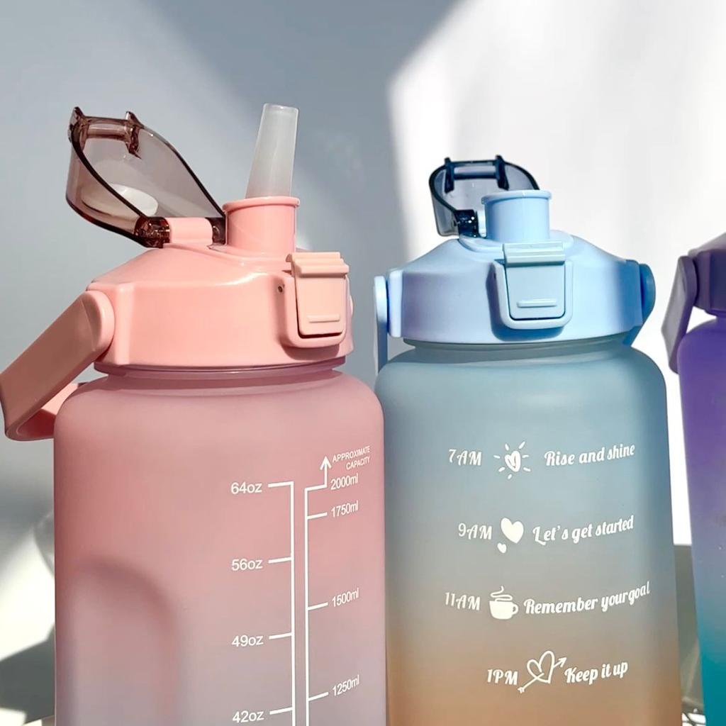 Бутылка для воды из матового пластика большой емкости 2000 мл, спортивная и фитнес, для улицы, портативные чайники