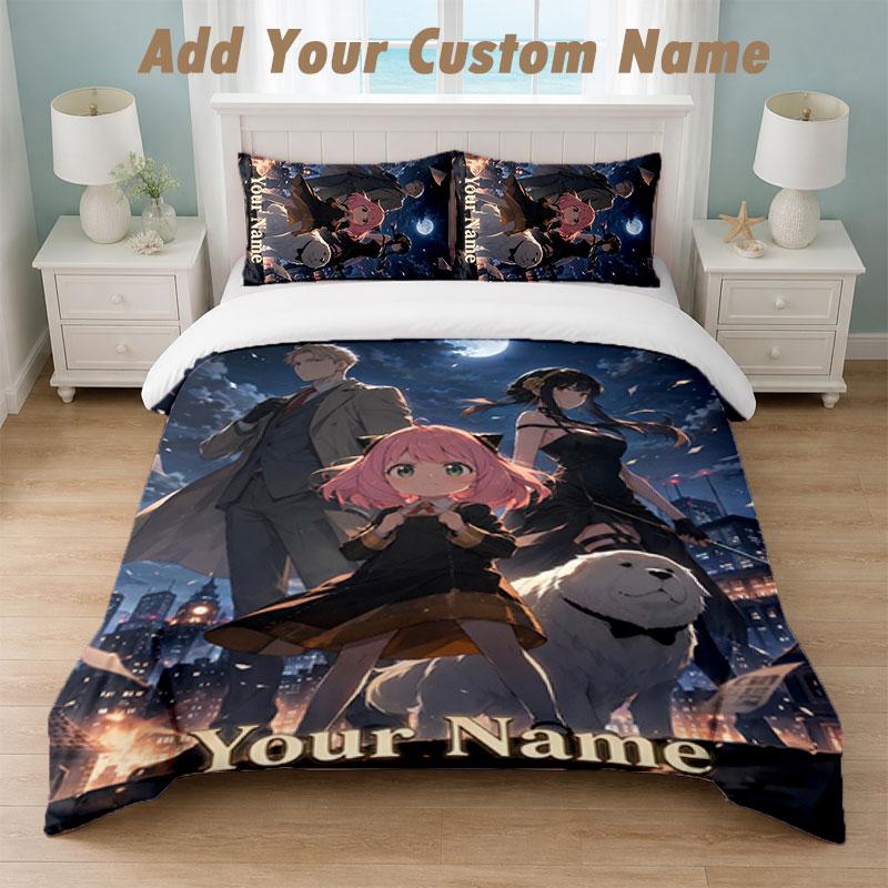 Bedding Set 1 Duvet Cover 2 Pillowcases Spy × Family Print Soft Bed Linen Bedroom Decor