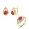 Light Luxury Natural Pear 6*8mm Filled Ruby Ring Earrings 925 Sterling Silver Jewelry Set for Women's Birthday and Banquet Gifts