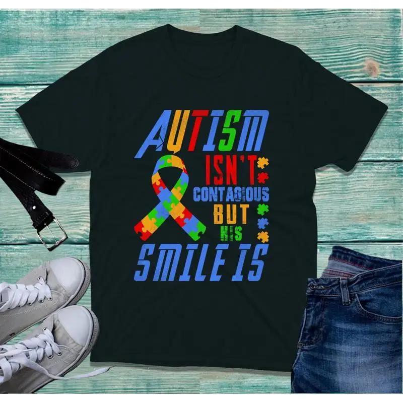 Autism Isnt Contagious But His Smile Is T Shirt Awareness Autistic Top
