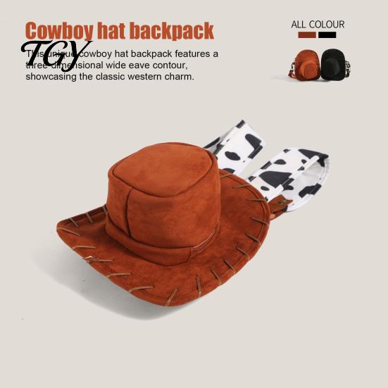 Practical Weekend Adventure Pack Cowgirl Hat Backpack for Women, Western Style Backpack, Cowboy Novelty Outfit Accessory Shape Daypack Country