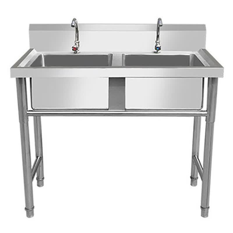 Hesidige Commercial Stainless Steel Double Basin Sink