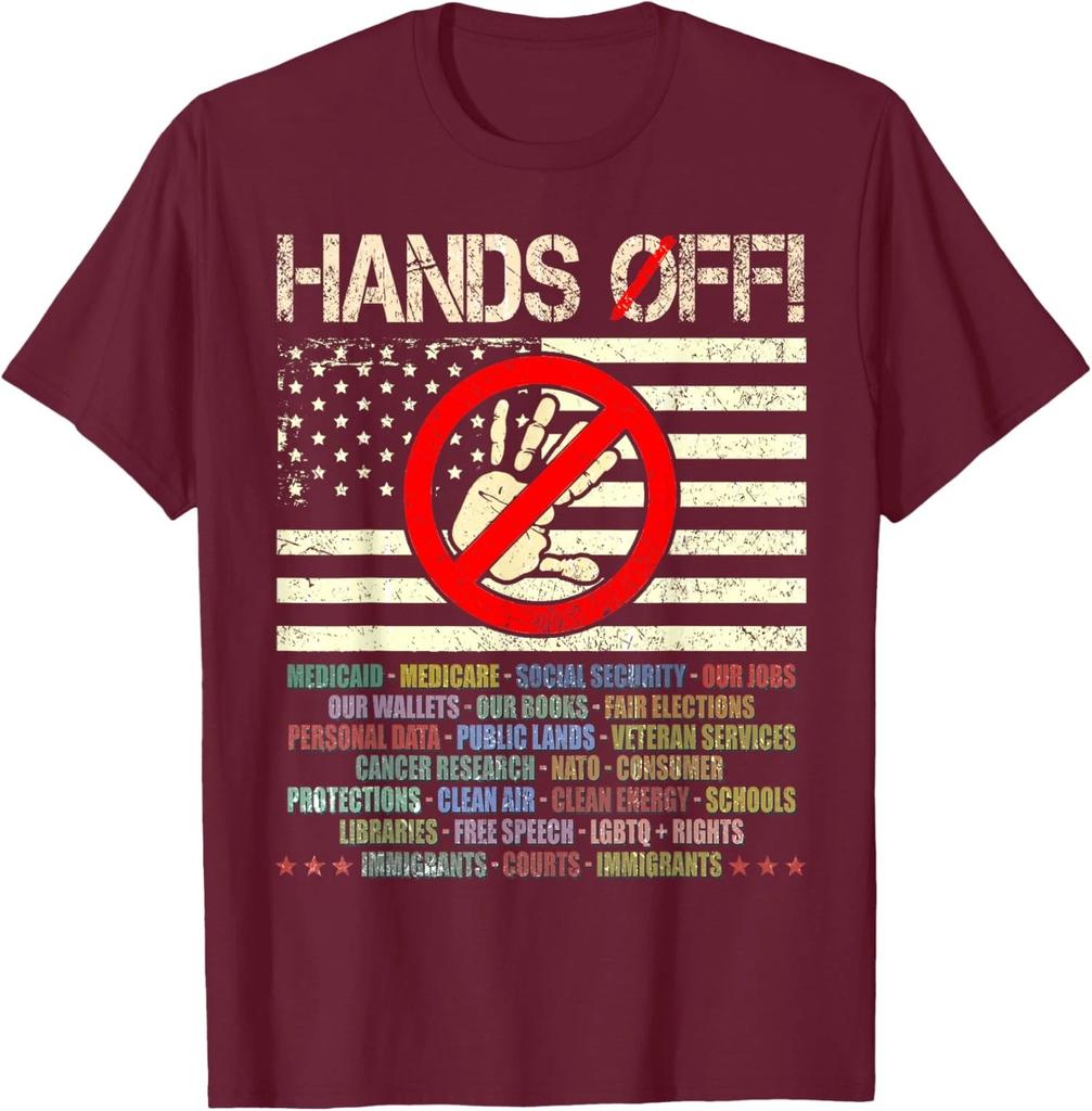 Hands Off Protest Saturday April 5 American Flag Unisex T-Shirt