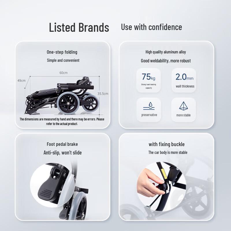 YUWELL Lingyue 2000 Портативная складная инвалидная коляска