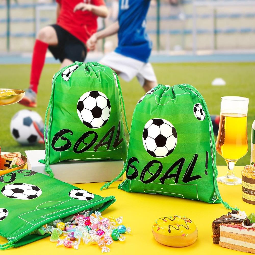 12 шт. мешки на шнурке с футбольным рисунком, подарочные пакеты на футбольную тематику, мешочки для угощений на футбольную вечеринку, рюкзак, спортивные пакеты для угощений с футбольной тематикой, подарок для команды, день рождения в футбольной тематике