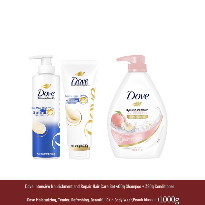 Dove Intensive Repair Hair Care & Peach Blossom Shower Gel Set