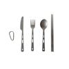 Titanium Cutlery Set Camping Cutlery Set Outdoor Knife Fork Spoon Chopsticks Titanium Camping Cutlery Picnic BBQ Portable Tableware S'more 4-Piece
