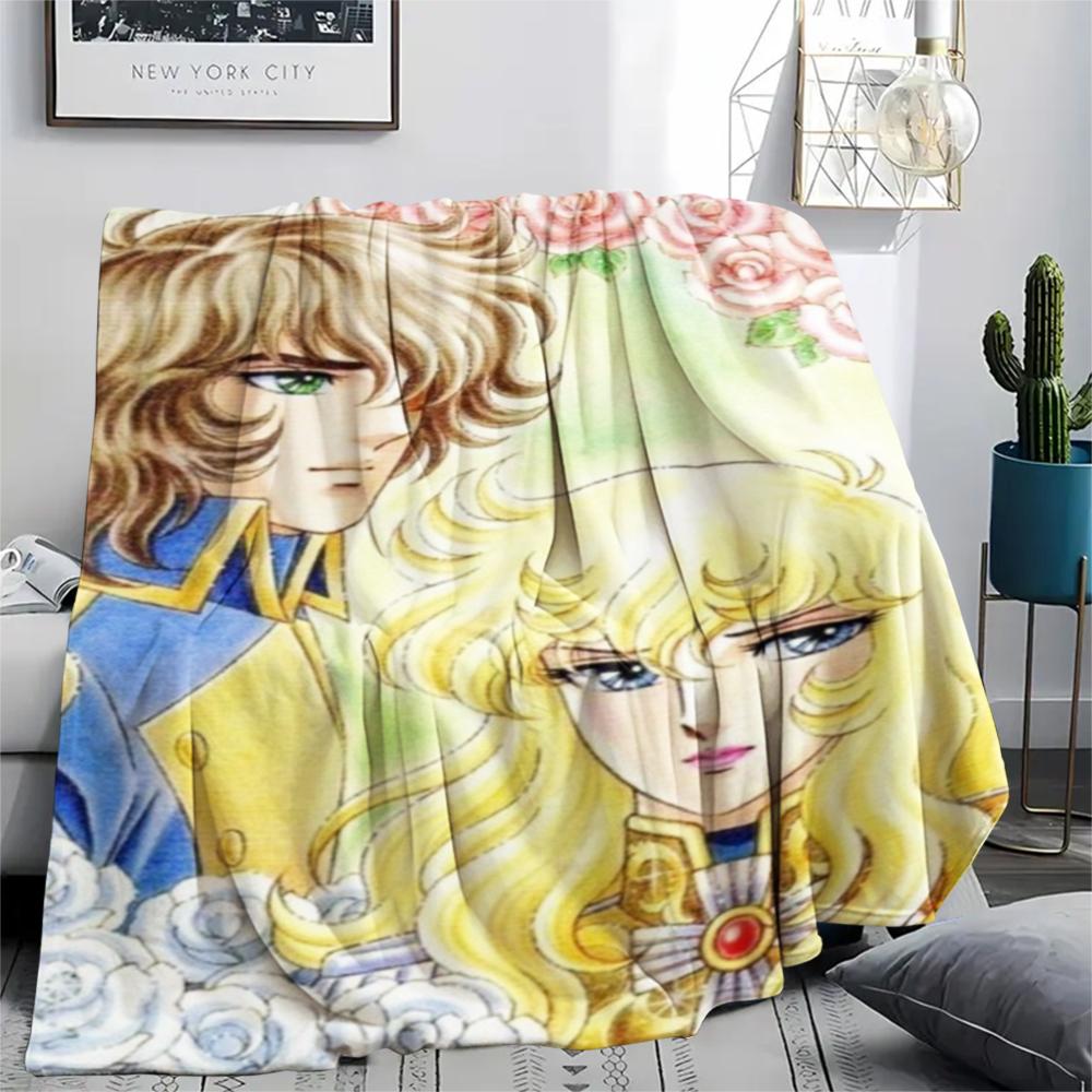 1PC Versailles Rose Print Flannel Blanket, High quality Comfortable for All Seasons, Home Decor, Warmth and Comfort, Perfect for Christmas Gifts239
