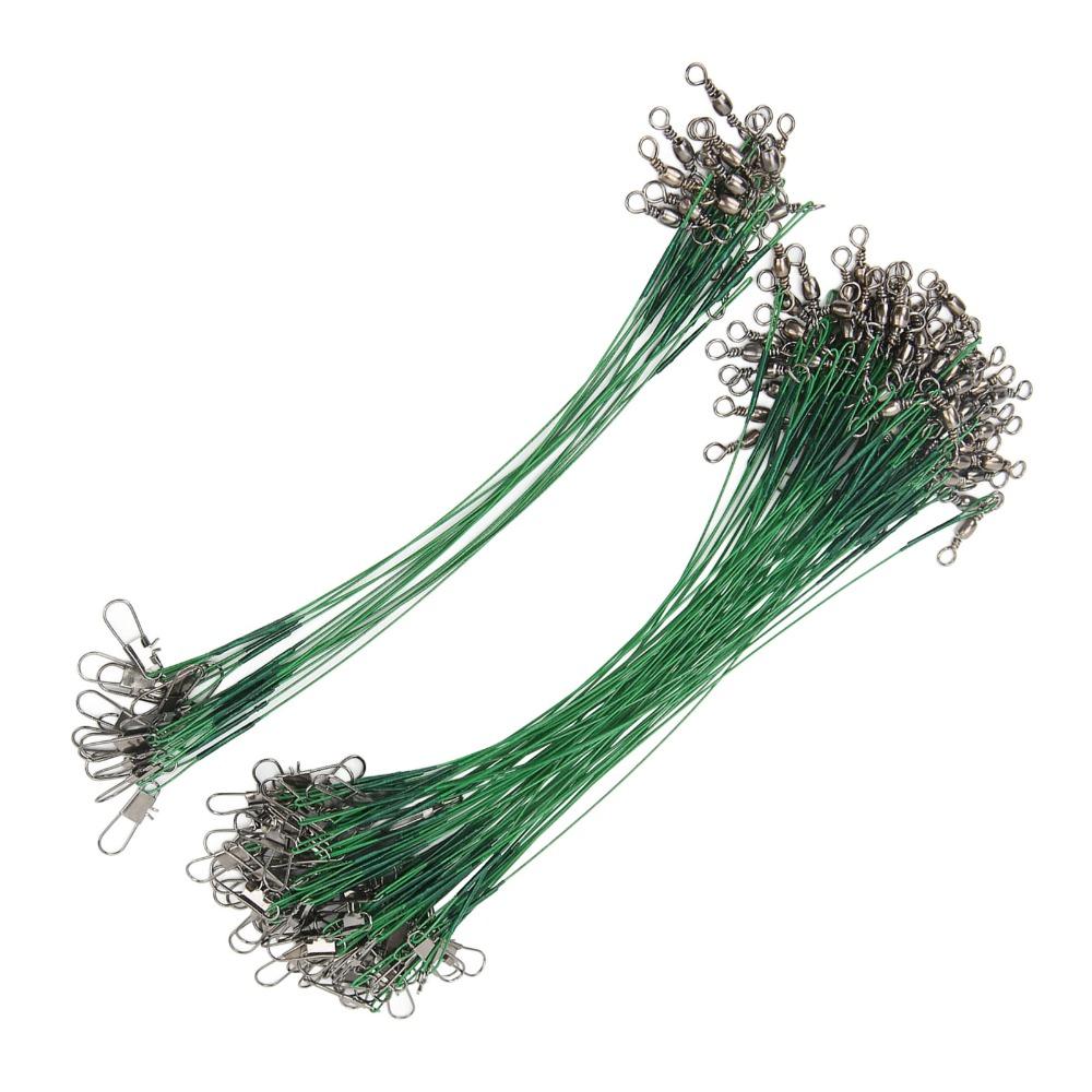 100PCS Steel Wire Leaders with Snaps Leader Wire Portable Fishing Wire Leaders Fishing Accessories