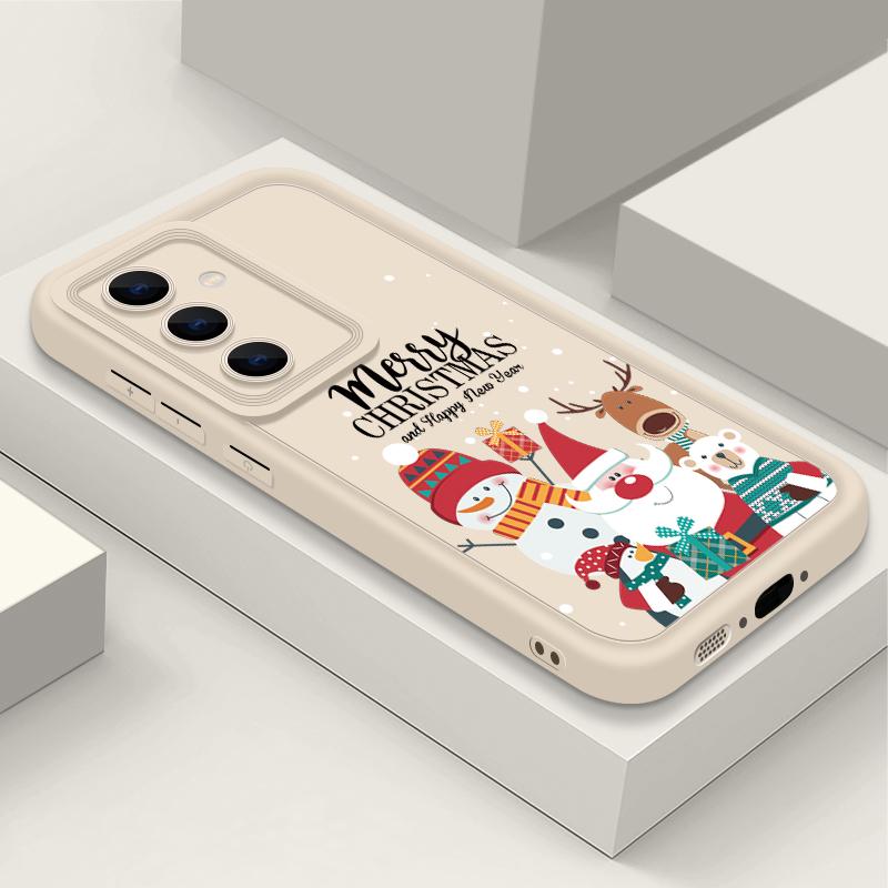 Чехол для телефона с принтом Санта-Клауса и снеговика для Samsung S24 Ultra S23 S22 S21 Plus S20 FE A55 A35 A54 A53 A52 A34 A14, противоударный мягкий чехол для телефона на Рождество