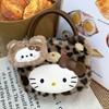Плечевая сумка Hello Kitty в ретро-стиле с леопардовым принтом, из ПУ-материала, для повседневного использования