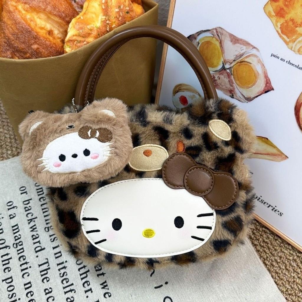 Плечевая сумка Hello Kitty в ретро-стиле с леопардовым принтом, из ПУ-материала, для повседневного использования