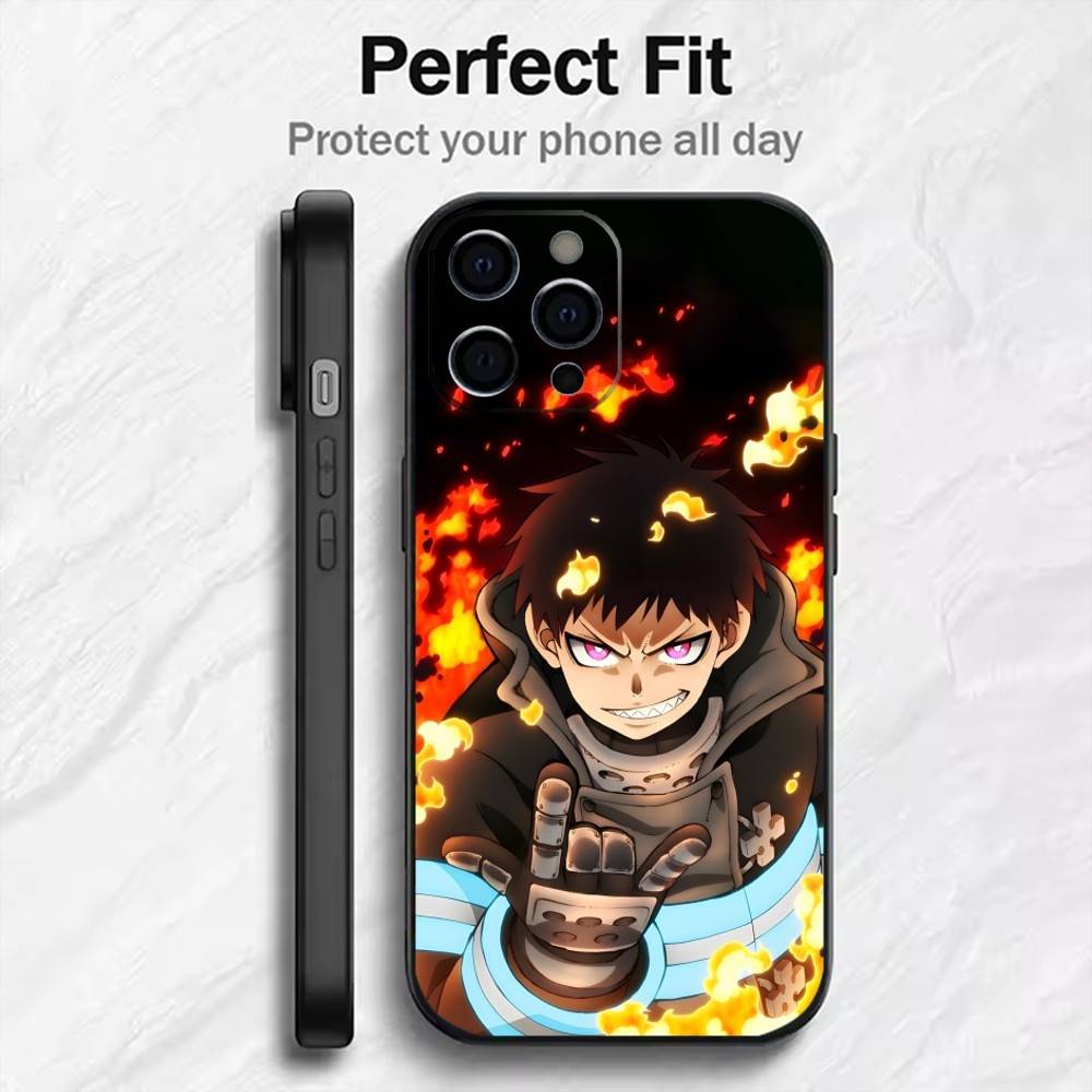FF Аниме S-SHINRA Пост-печать Чехол для телефона Для iPhone17,16,15,14,13,12 Plus,Max Мягкий силикон Черный чехол