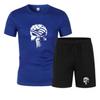 Летняя мода фитнес мужской бег футболка с коротким рукавом + шорты двухкомпонентный спортивный костюм повседневный фитнес быстросохнущий комплект