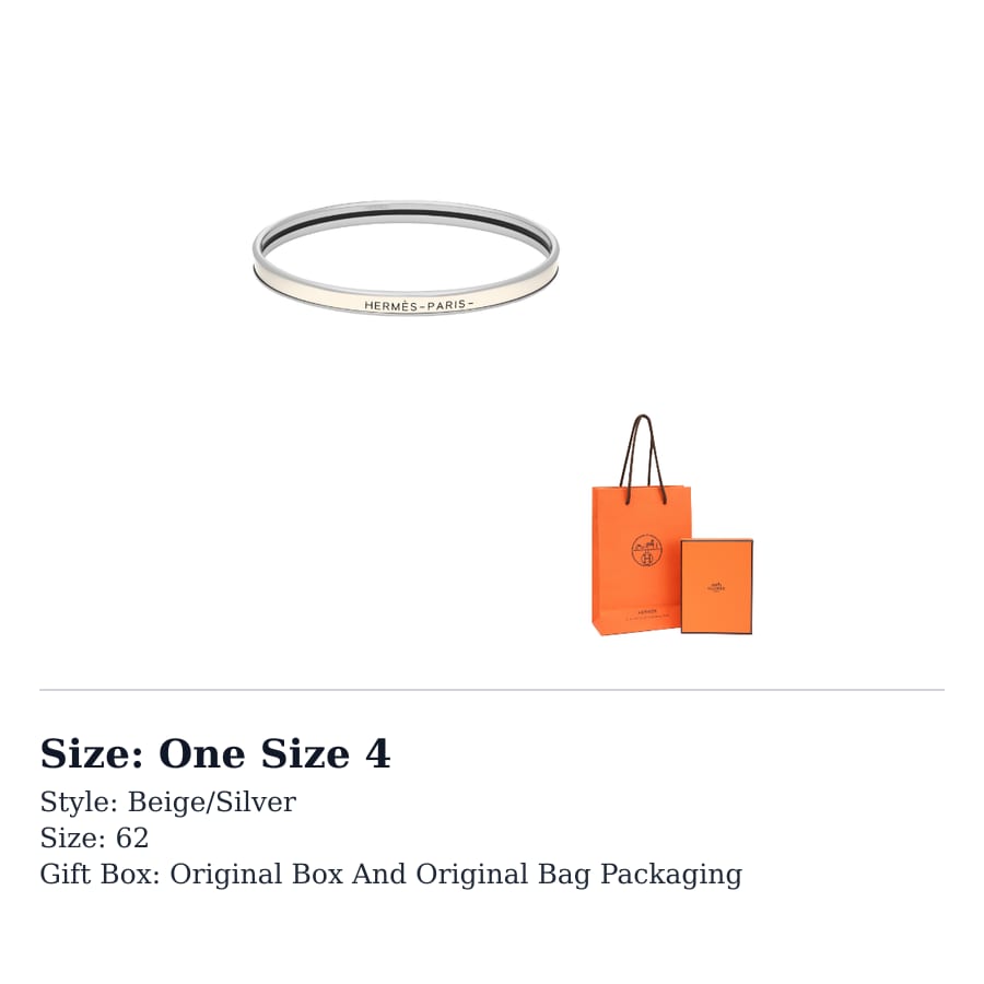 HERMES Enamel Gold Plated Bangles Unisex Cream White/Silver H240001FP85