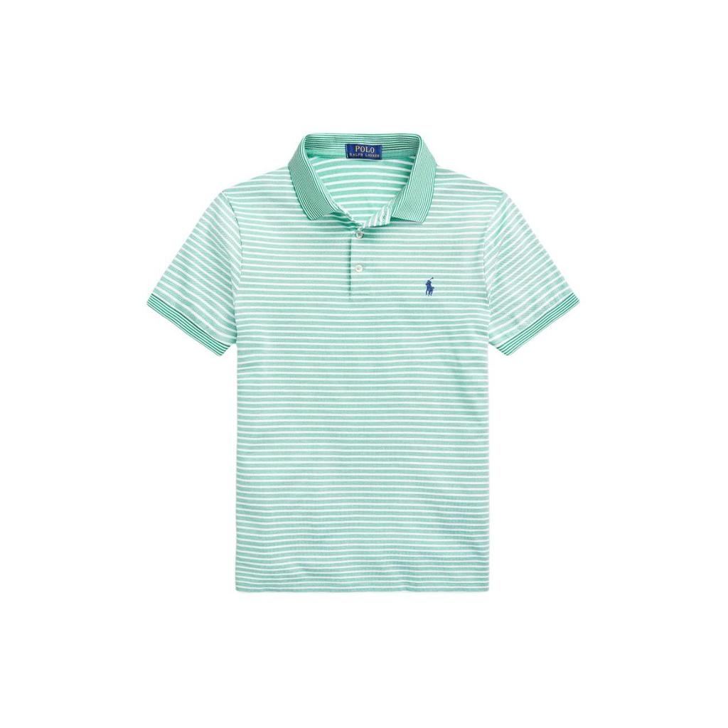 Polo Ralph Lauren Полосатая пони вышитая рубашка поло Slim Fit с коротким рукавом мужские топы зеленый MNPOKNI1N821156-300