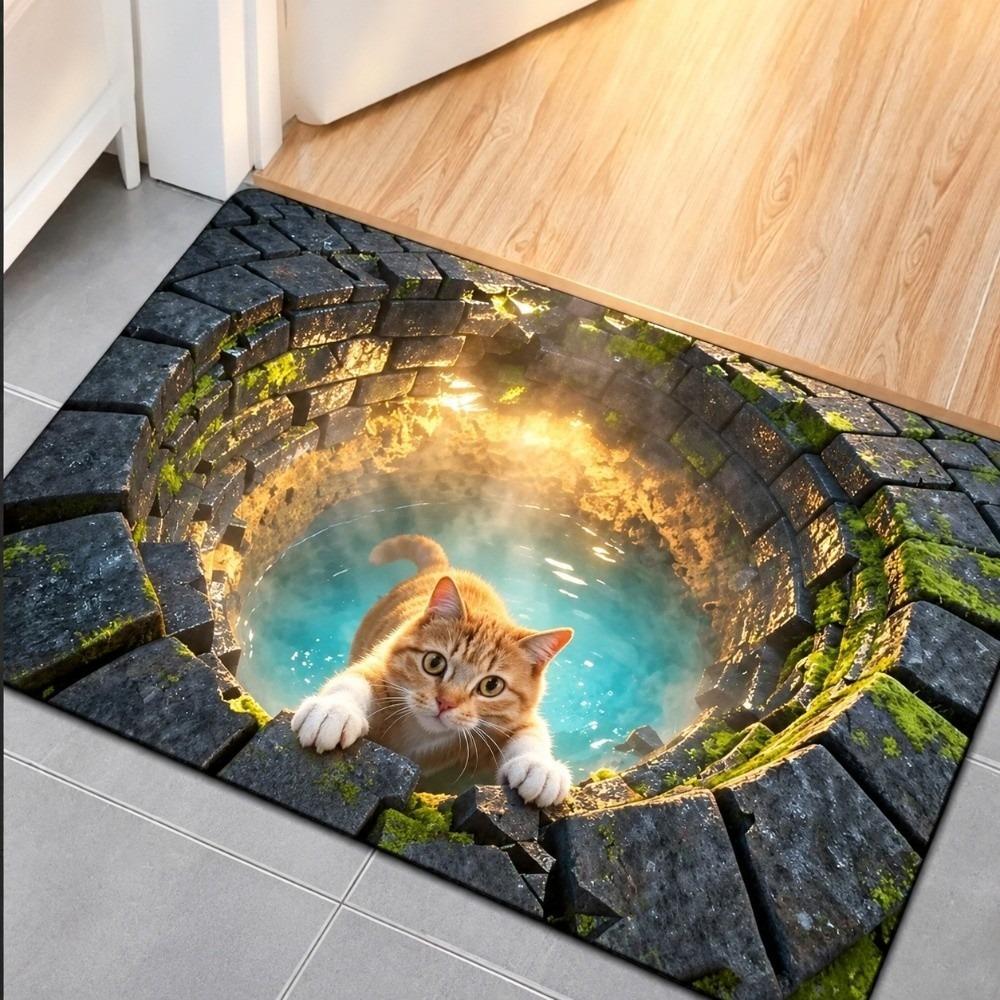 Lifelike Optical Illusion Doormat Non-slip Bedroom Door Rug Practical Bathroom Carpet Home Decor