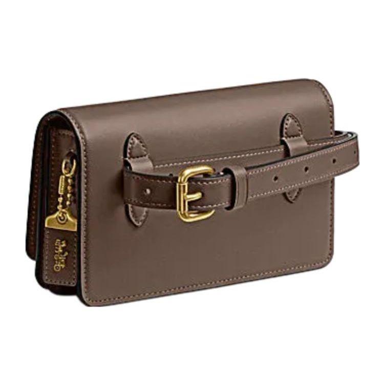 Coach Bandit 19 Solid Color Letter Logo Nameplate Leather Chest Bag Waist Bag Crossbody Bag Small Women bags Dark-Gray CJ826-B4CBD