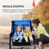 Children's Bike Trailer with 2 Seats, 2 Safety Belts, Steel Frame and Blue Oxford Fabric Cover