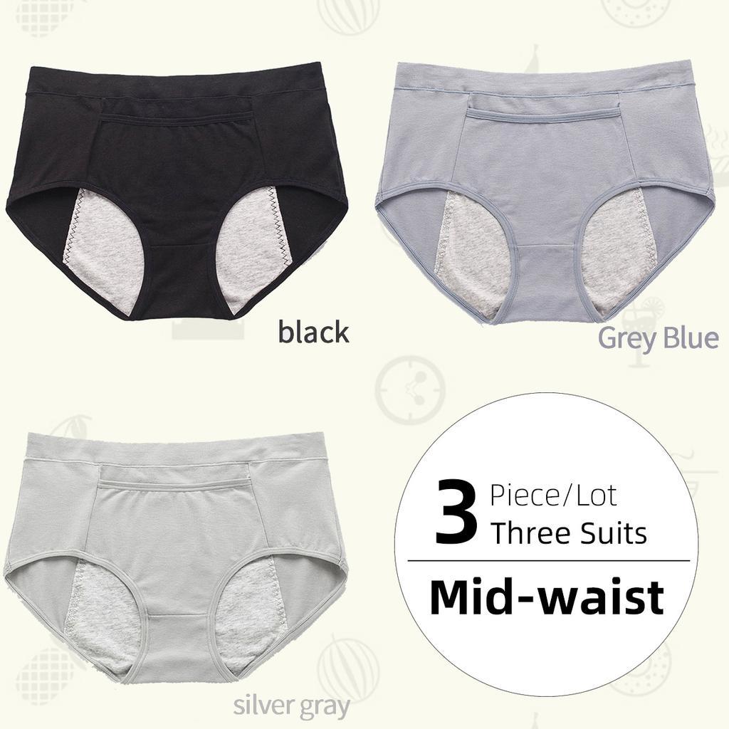 Mid Waist Pocket Physiological Panties Widened Side Leakage Prevention Women Panty Three Layers of Anti-leakage Lady Underwear Briefs