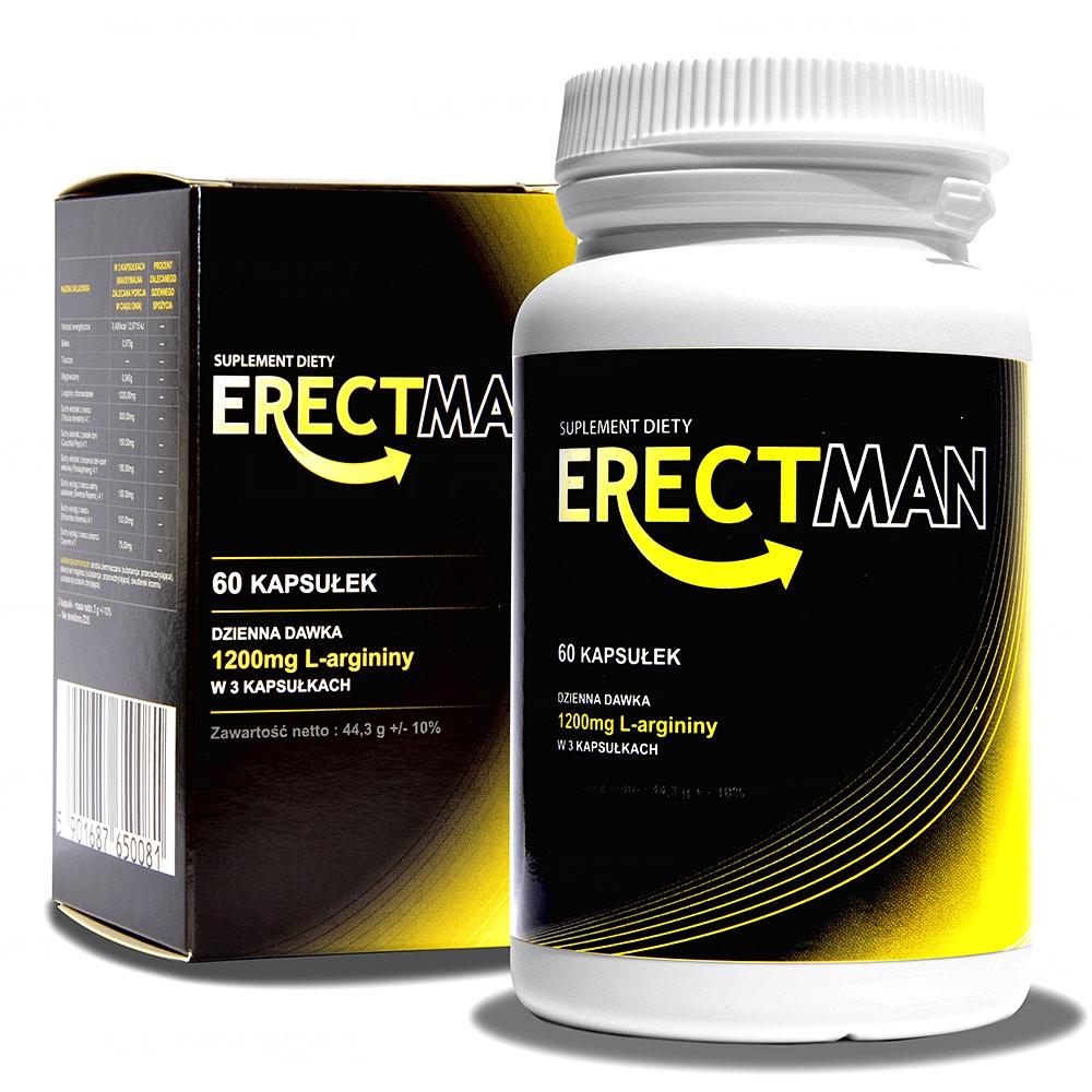 Таблетки ErectMan, добавка, поддерживающая увеличение жизненной силы, 60 капсул