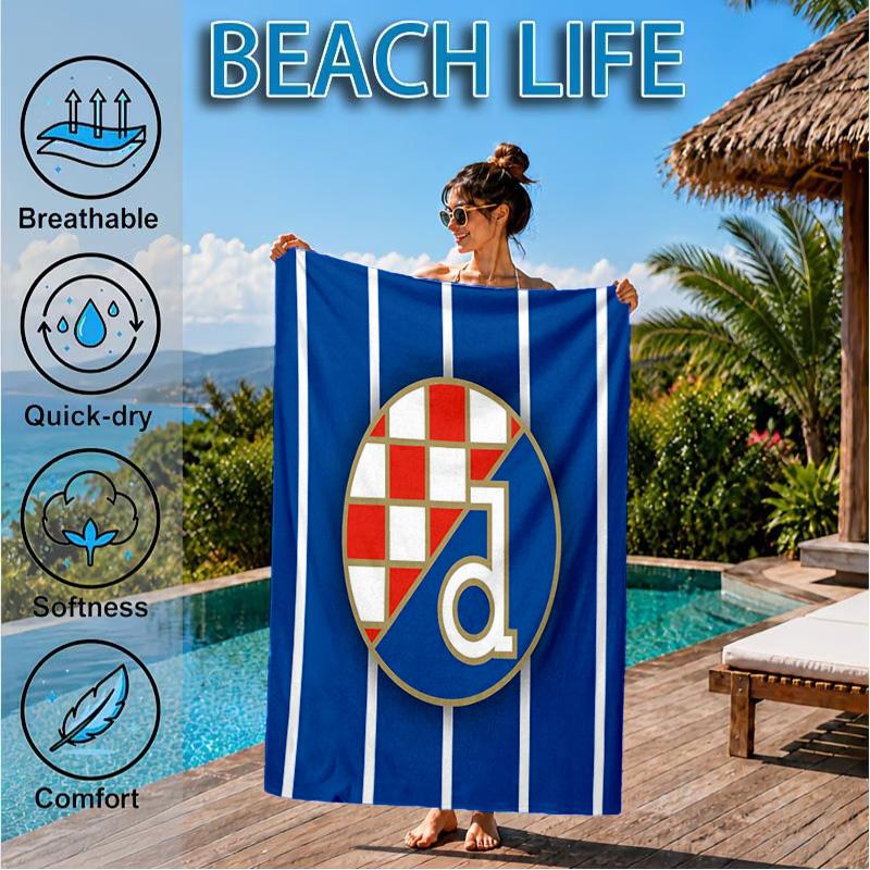 Croatian Football Crest Design Beach Towel, Quick-drying, Easy to Care for, Suitable for Both Fitness and Beach Vacations,Sports Essential