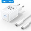 Vention GaN Charger USB Type C Charger 20W PD Fast Charge Phone QC 3.0 Quick Chargers For iPhone 14 13 12 11 Pro Max Mini iPad