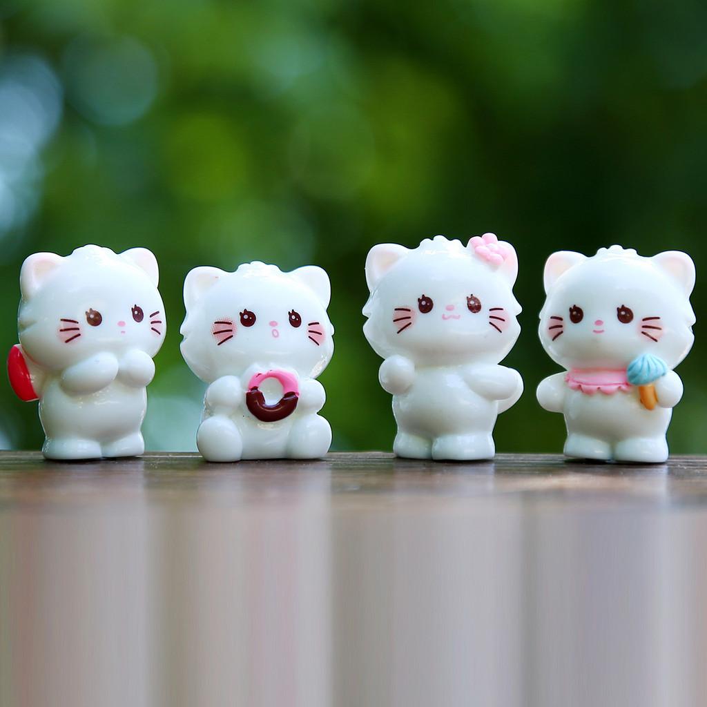 Смоляная Миниатюрная Коллекционная Фигурка Кошки С Декором для DIY Ландшафта Для Детей и Взрослых