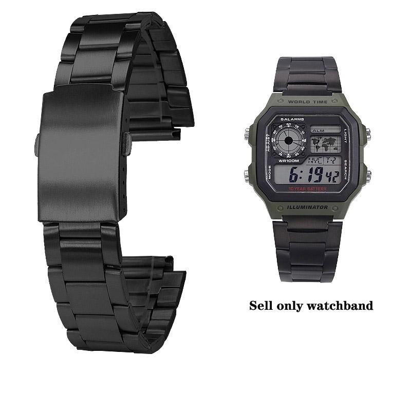 Для Casio W-212HD W-218H W-218HD-1A SGW-300H/400 Серии Аксессуары для ремешка 18 мм Ремешок для часов Складная застежка Браслет Ремешки для часов
