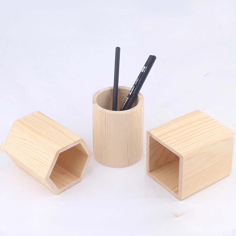 Container Stationery Office Organizer Desk Accessories Pen Holder Storage Box Pencil Holders Wooden