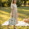 Waterproof Floral Print Insulated Bag Oxford Fabric Thermal Tote Square Design Lunch Bag  Outdoor