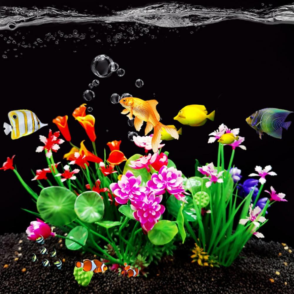 for Fish Tank Decor Beautiful Plasitc Water Grass Artificial Lotus Lotus Ornaments Aquatic Flower