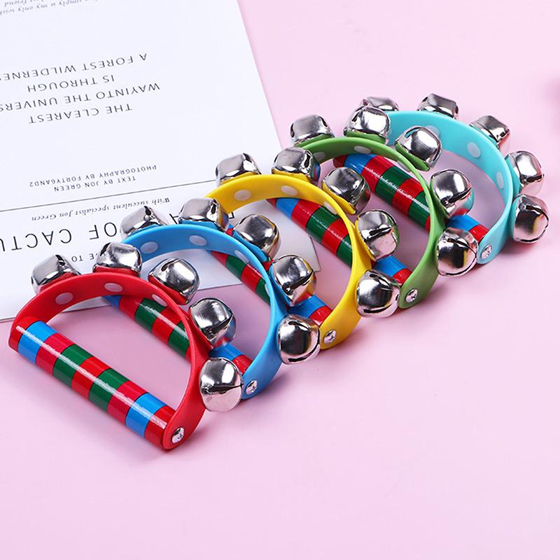 Children's Music Learning Prop: 1PC Handbell with Wood Handle and Five Jingle Bells