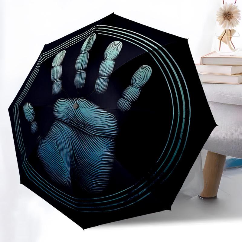 1pc Handprint Artwork Automatic Open/close Umbrella, 8-Rib sturdy structure, Auto Folding/Opening, Portable Travel Umbrella for Women,157