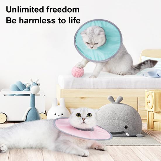 Мягкий конический ошейник для кошек, регулируемый восстановительный конус для маленьких и больших кошек после операции, чтобы остановить лизание и царапание, водонепроницаемый защитный электронный ошейник