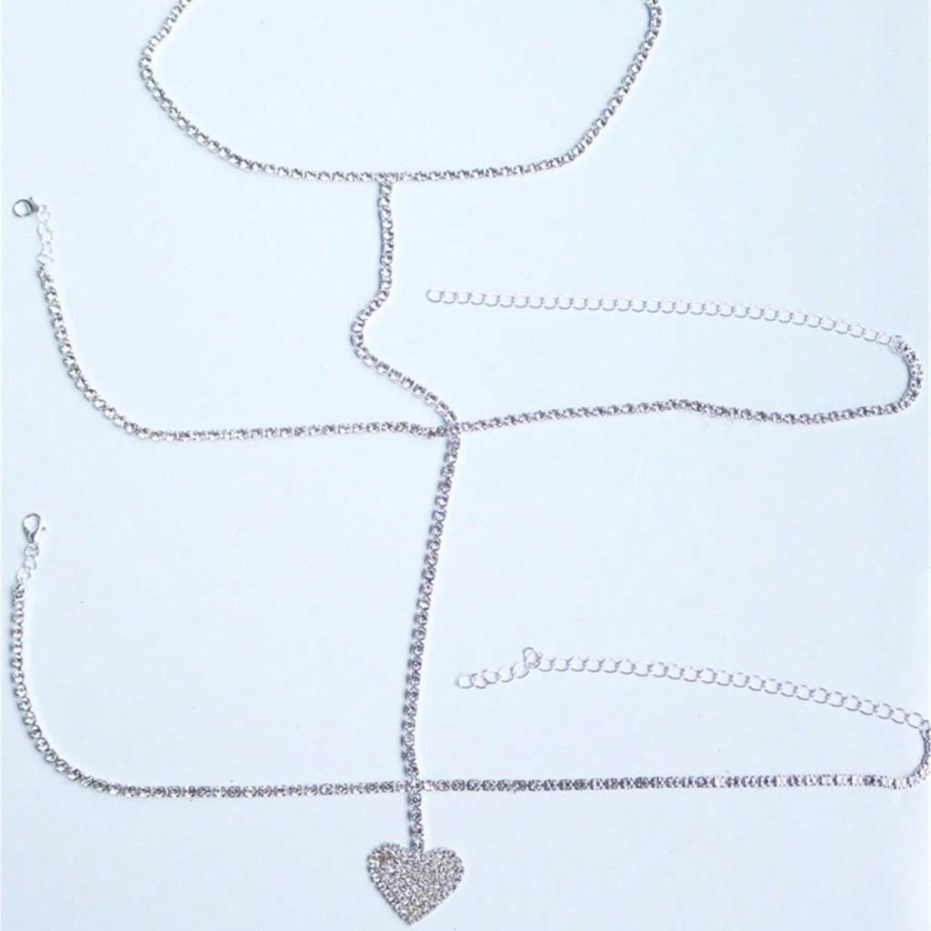 Multi-Layer Body Diamond Love Leg Chain Beach Bikini Body Chain Rhinestone European And American Waist Chain Women