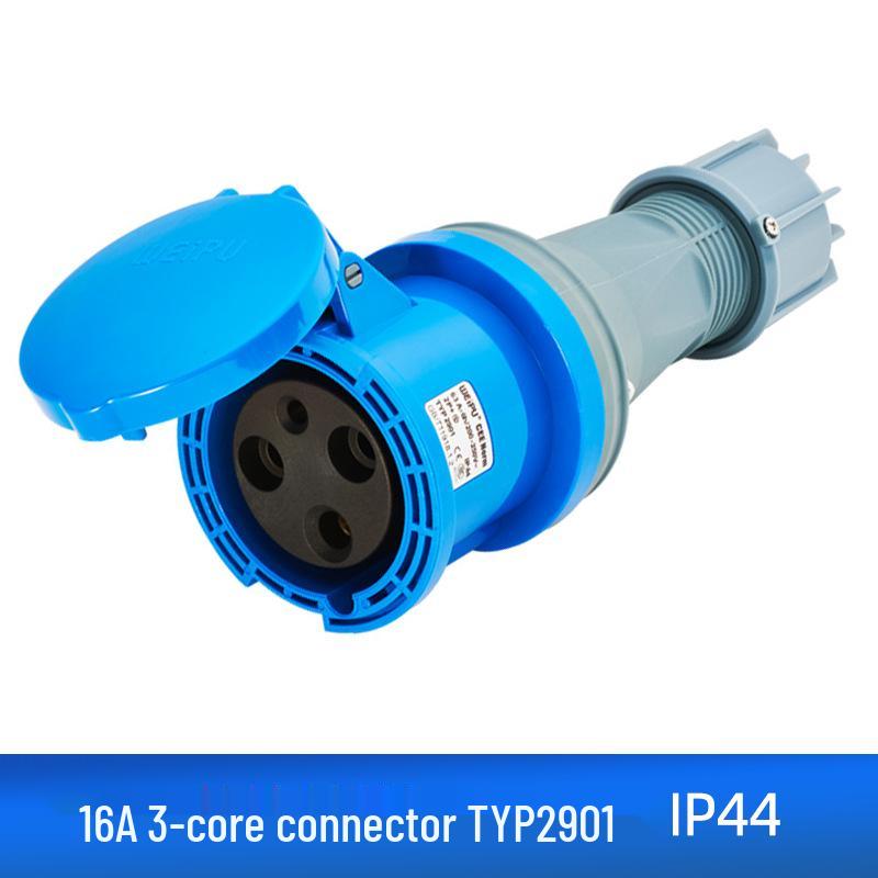 Weipu TYP641 3-pin 63A Waterproof Industrial Plug & TYP671 Aviation Connector, Surface/Flush Mount.