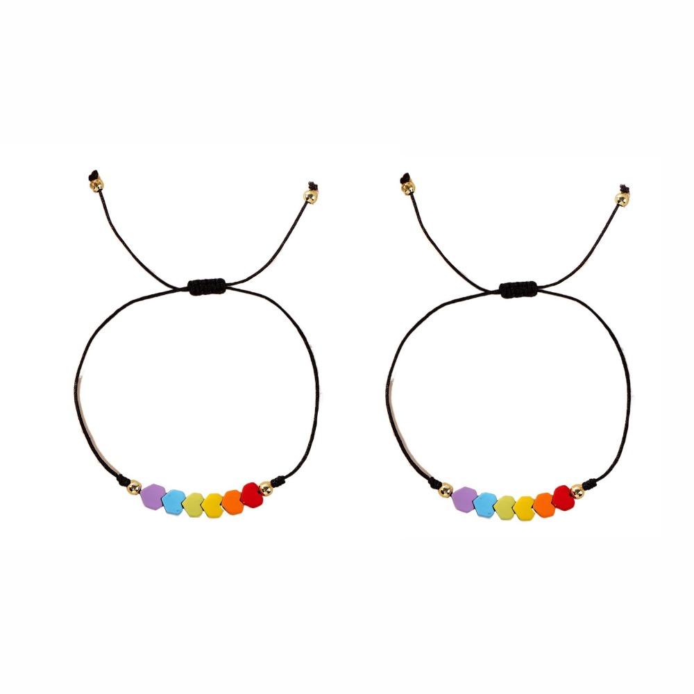 2 шт. Браслет-сердечко радужных цветов, регулируемый плетеный браслет дружбы, подарки