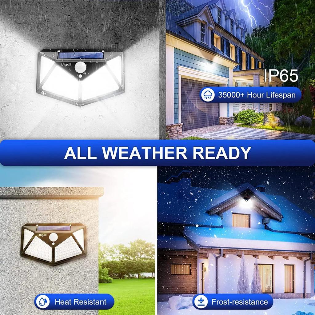 1/2/4/6 шт. 100 светодиодных уличных солнечных светильников с датчиком движения PIR, водонепроницаемые, на солнечной батарее, светильник солнечного света для наружного освещения сада