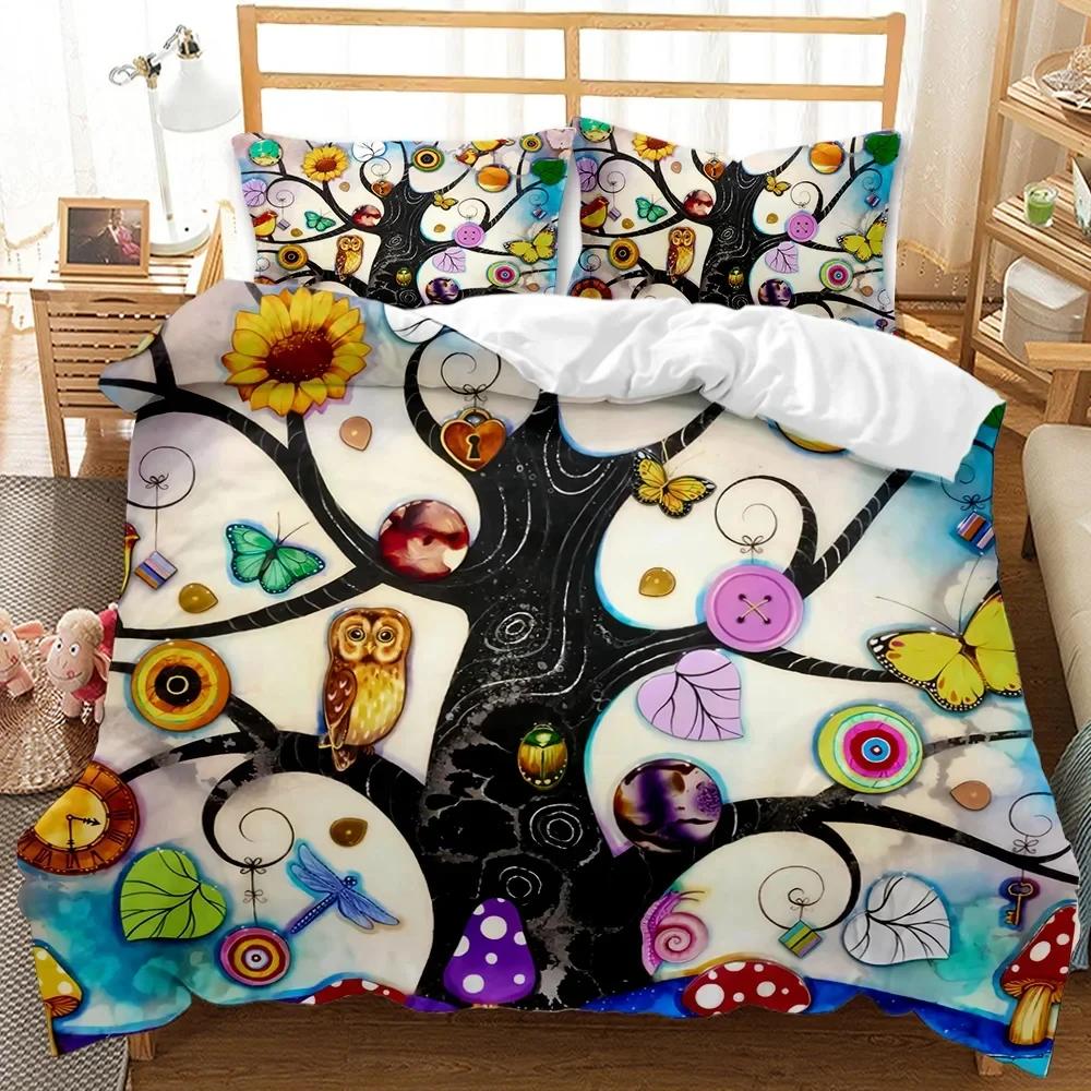 Пододеяльник из дерева Bohemian Forest Happiness Постельное белье из дерева Twin Double Queen King Size Полиэстеровый стеганый чехол