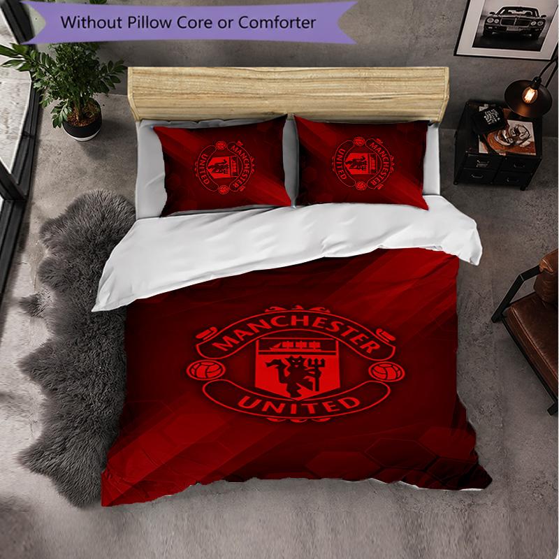 Manchester United Themed Bedding 3Pcs Duvet Cover Set Decorative Bed Linen For Teen Room Home Decoration
