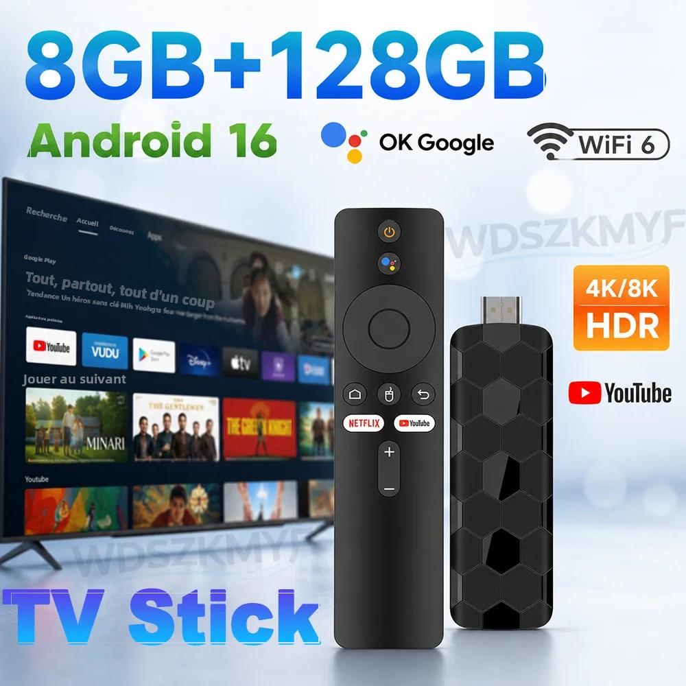 R3+ Android 16 ТВ-стик 8 ГБ+128 ГБ WiFi6 Bluetooth 8K/4K UHD Стриминговый стик Google Assistant для Netflix Disney+ YouTube