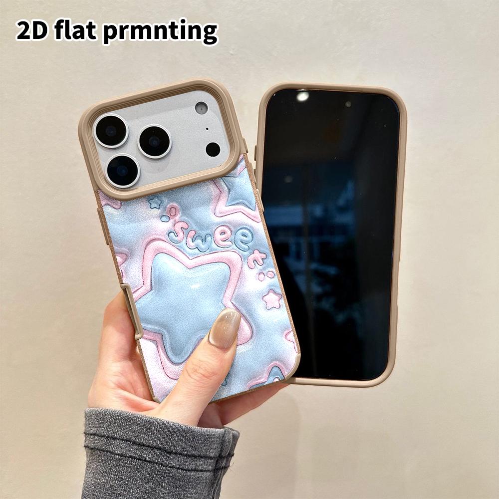 Чехол для телефона: 2D плоская овчина, подходящая для защитного чехла iPhone 18 17 16 15 14 13 Pro, объемные звезды, рождественские и хэллоуинские подарки