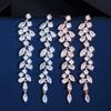 Длинные висячие серьги с листьями кубического циркония CMM для женщин, свадебные украшения, аксессуары, подарок