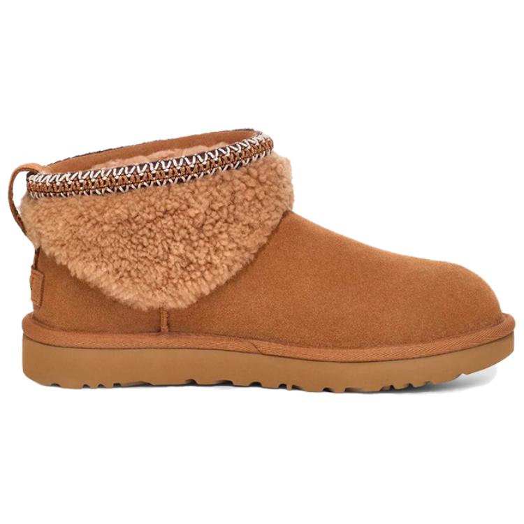 UGG Классический ультра мини макси кудрявый ботинок каштановый (Женский) Женские кроссовки 1158263-CHE