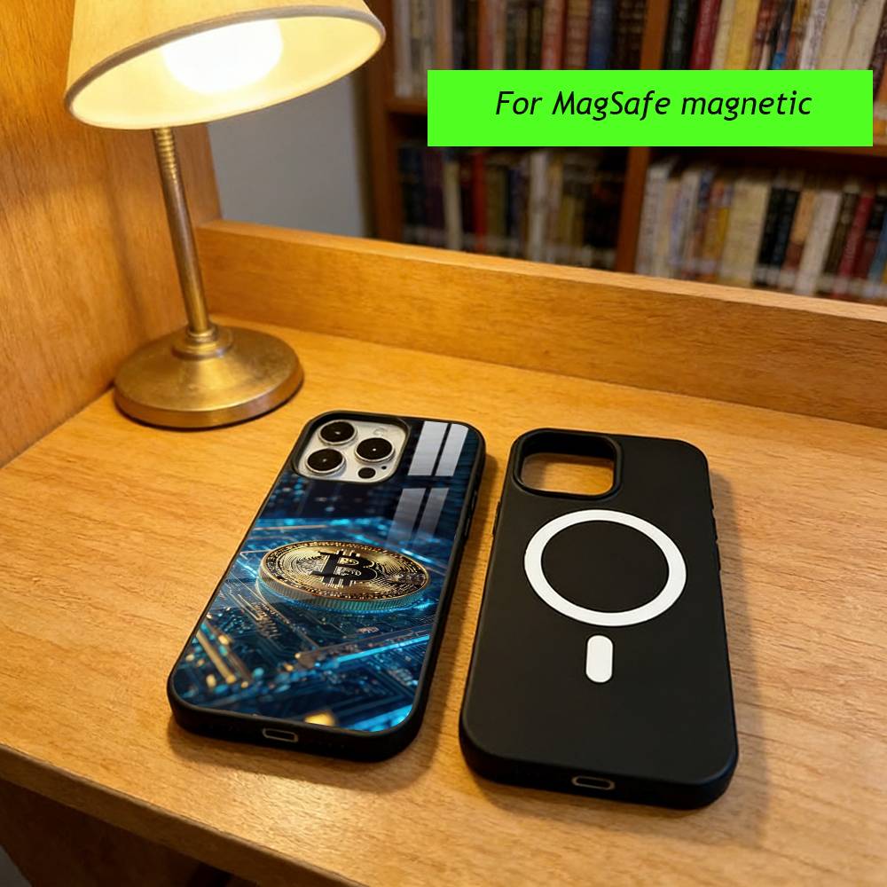 Bitcoin Crypto Phone Case For iPhone17,16,15,14,13,12,11 Plus,Pro Magnetic with Magsafe Wireless Charging